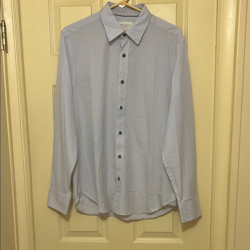 Blue Casual Button Down Shirt with Classic Collar